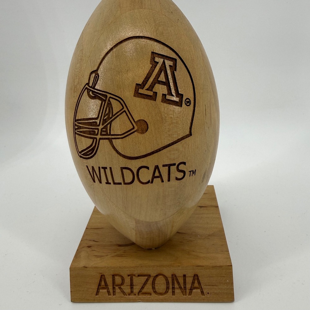 Arizona Wildcats Wooden Football Desktop Trophy Engraved NCAA Decor 8 Inch - Picture 3 of 10
